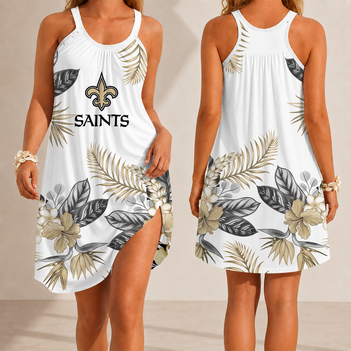 [SPECIAL OFFER] NEW CUSTOMIZED NFL24 NOS NEW ORLEANS SAINTS CAMISOLE DRESS