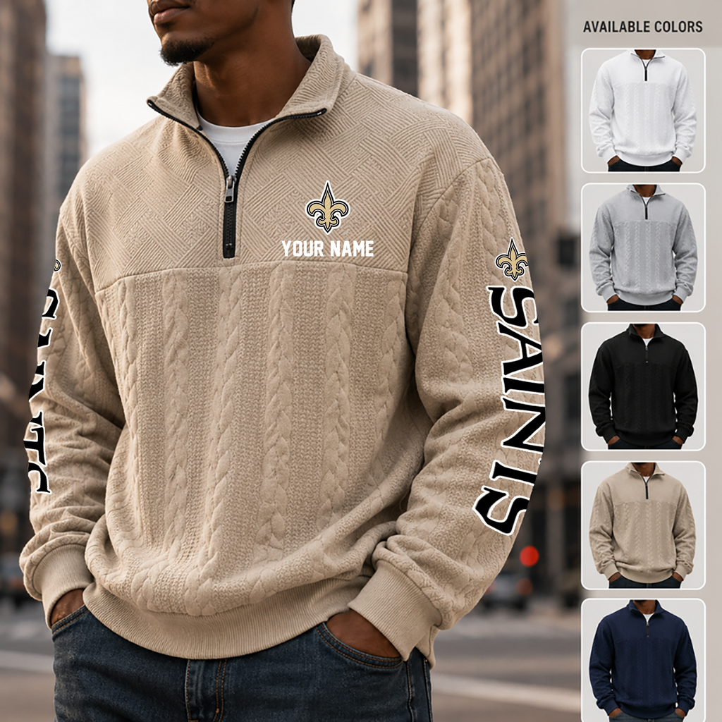 [SPECIAL OFFER] NEW CUSTOMIZED NFL24 NOS NEW ORLEANS SAINTS MULTICOLOR QUARTER-ZIP SWEATSHIRT