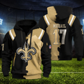 [SPECIAL OFFER] NEW CUSTOMIZED NFL24 NOS NEW ORLEANS SAINTS QUARTER ZIP HOODIE
