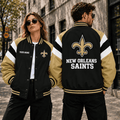 [SPECIAL OFFER] NEW CUSTOMIZED NFL24 NOS NEW ORLEANS SAINTS SATIN VARSITY & BASEBALL JACKET