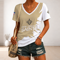 [SPECIAL OFFER] NEW CUSTOMIZED NFL24 NOS NEW ORLEANS SAINTS V-NECK FEMALE SHIRT