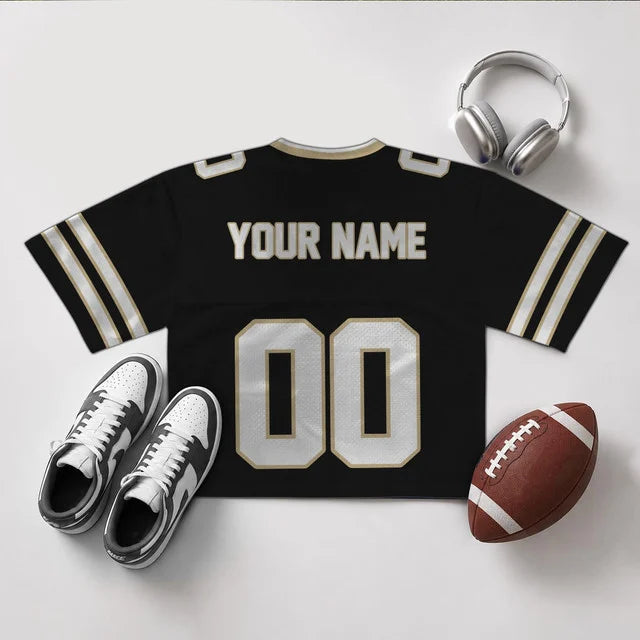 [SPECIAL OFFER] NEW CUSTOMIZED NFL24 NOS NEW ORLEANS SAINTS V-NECK JERSEY CROP TOP