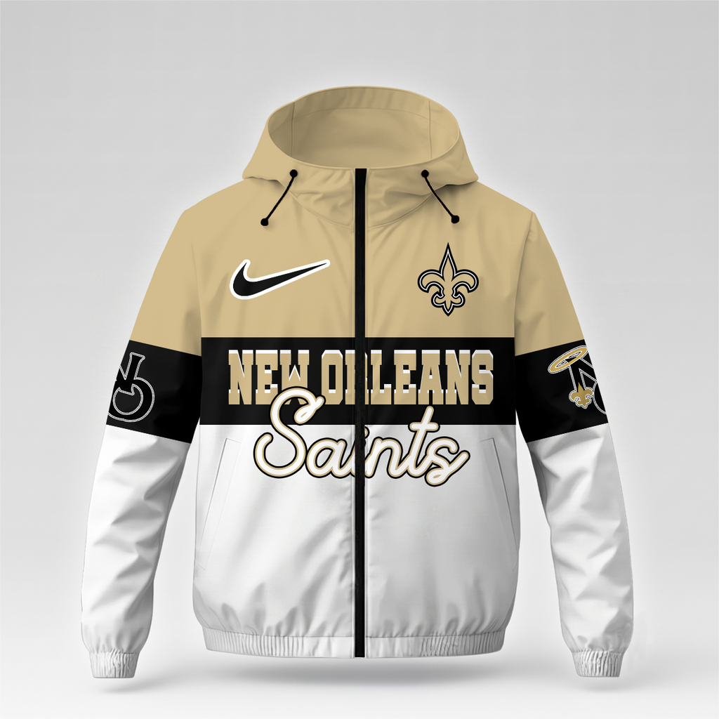 [SPECIAL OFFER] NEW CUSTOMIZED NFL24 NOS NEW ORLEANS SAINTS WINDBREAKER JACKET