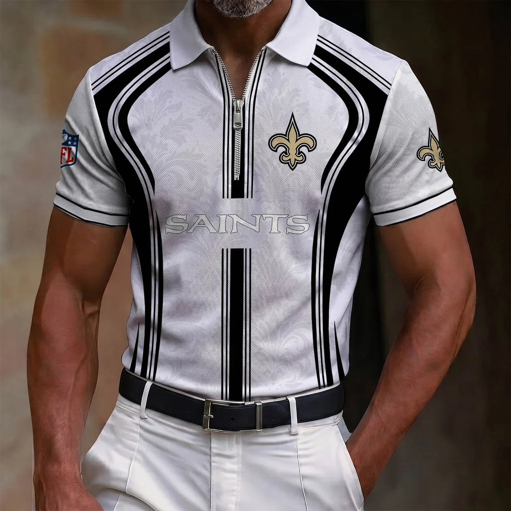 [SPECIAL OFFER] NEW CUSTOMIZED NFL24 NOS NEW ORLEANS SAINTS ZIP POLO SHIRT