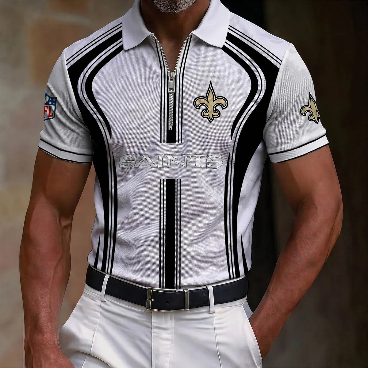 [SPECIAL OFFER] NEW CUSTOMIZED NFL24 NOS NEW ORLEANS SAINTS ZIP POLO SHIRT