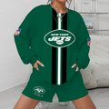 [SPECIAL OFFER] NEW CUSTOMIZED NFL25 NYJ NEW YORK JETS UNISEX SWEATSHIRT & SHORTS SET