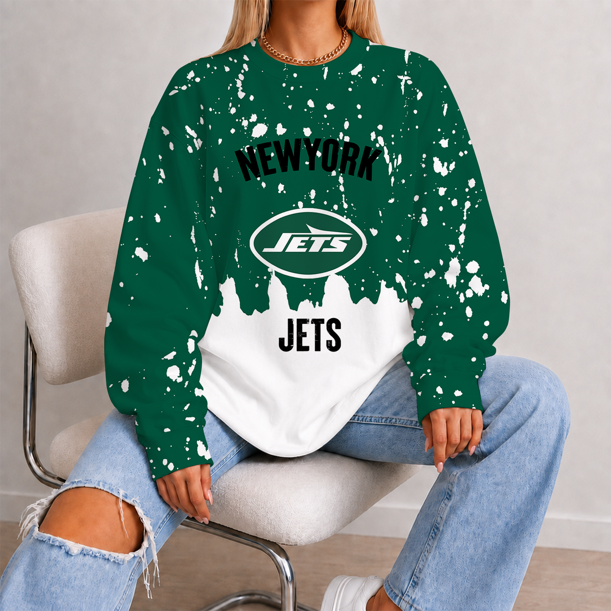 [SPECIAL OFFER] NEW CUSTOMIZED NFL25 NYJ NEW YORK JETS UNISEX SWEATSHIRT