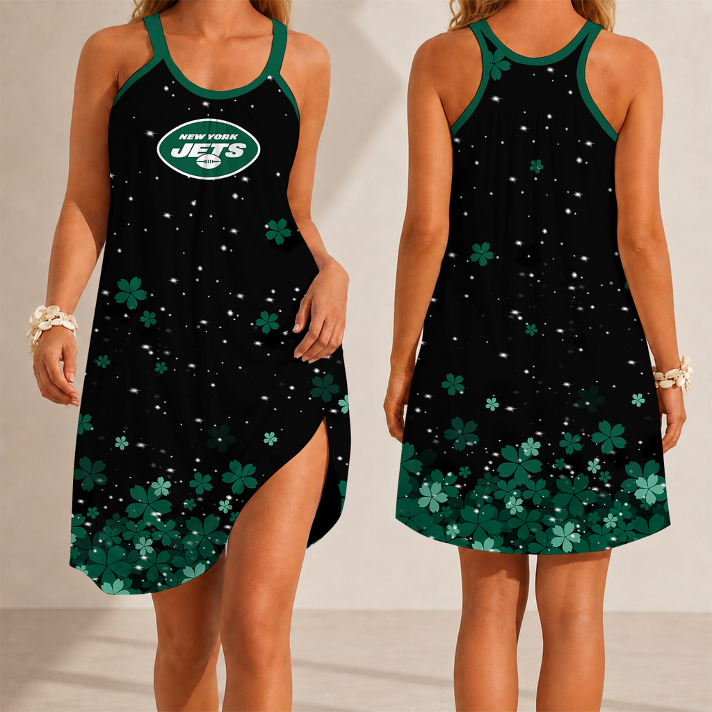 [SPECIAL OFFER] NEW CUSTOMIZED NFL25 NYJ NEW YORK JETS CAMISOLE DRESS