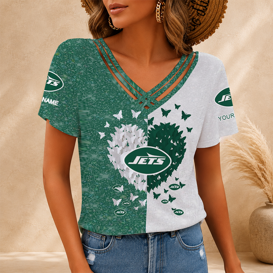 [SPECIAL OFFER] NEW CUSTOMIZED NFL25 NYJ NEW YORK JETS V-NECK SHIRT