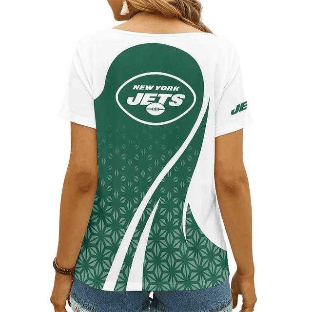 [SPECIAL OFFER] NEW CUSTOMIZED NFL25 NYJ NEW YORK JETS V-NECK FEMALE SHIRT