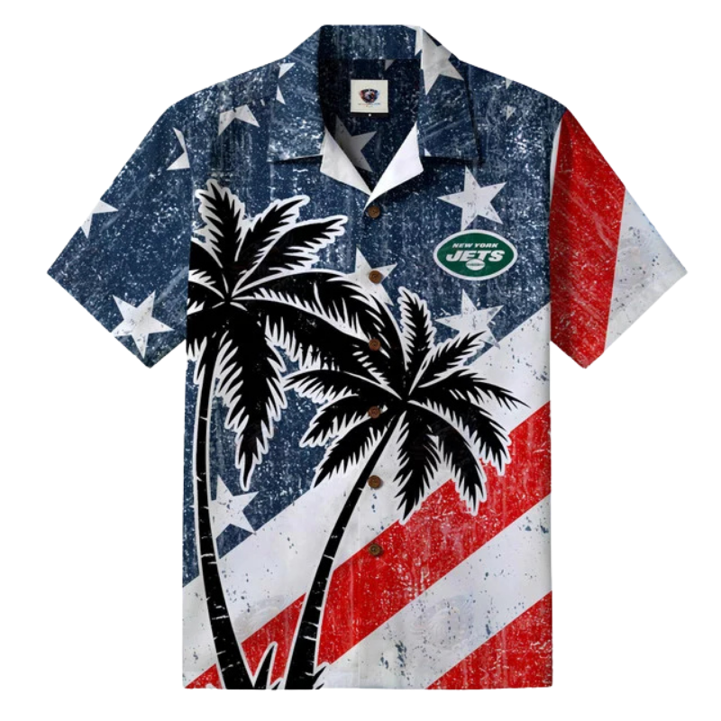 [SPECIAL OFFER] NEW CUSTOMIZED NFL25 NYJ NEW YORK JETS PATRIOTIC 250 USA HAWAIIAN SHIRT
