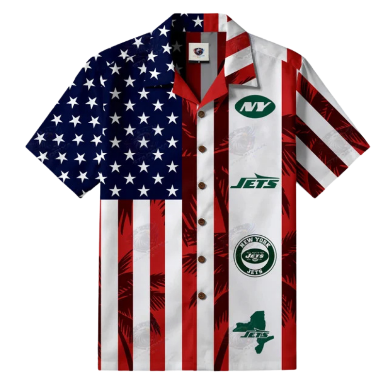 [SPECIAL OFFER] NEW CUSTOMIZED NFL25 NYJ NEW YORK JETS PATRIOTIC 250 USA HAWAIIAN SHIRT