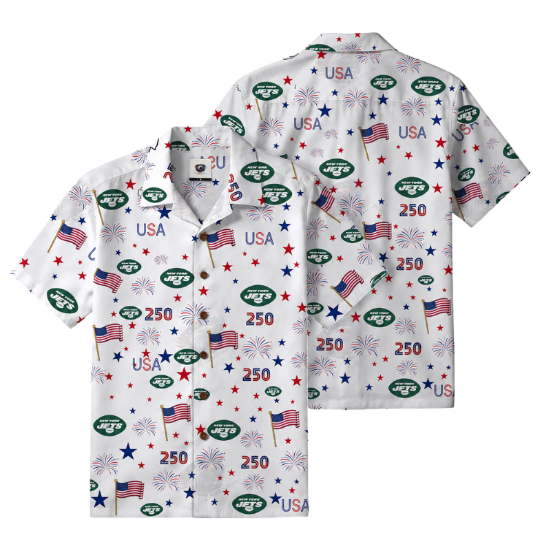 [SPECIAL OFFER] NEW CUSTOMIZED NFL25 NYJ NEW YORK JETS PATRIOTIC 250 USA HAWAIIAN SHIRT