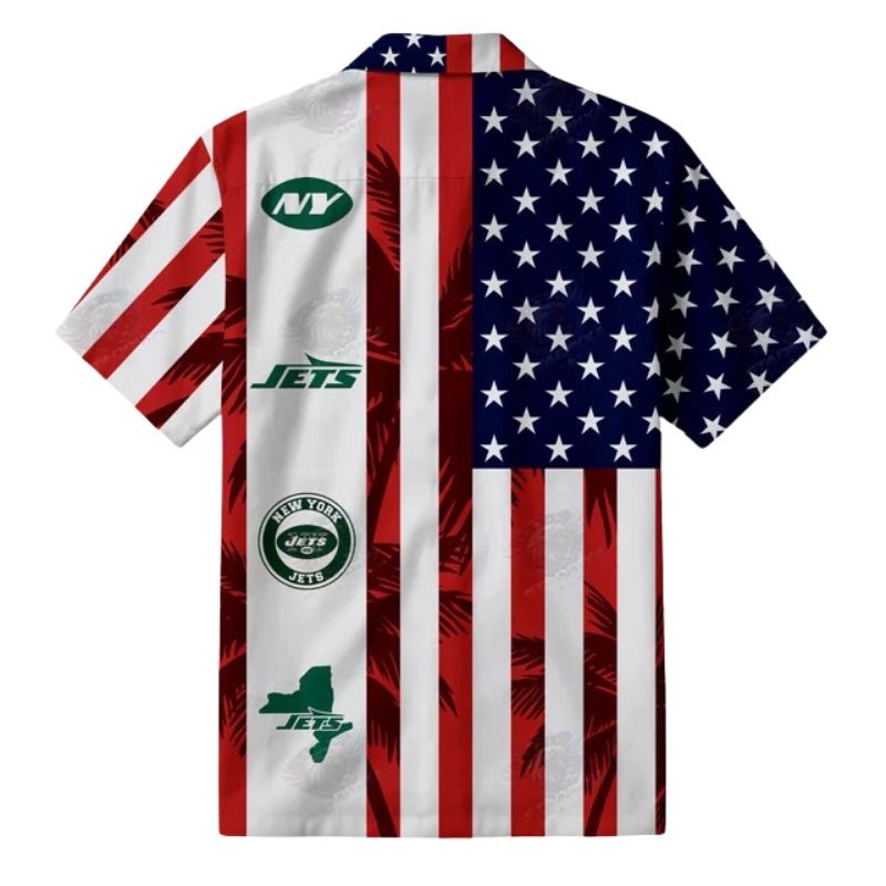 [SPECIAL OFFER] NEW CUSTOMIZED NFL25 NYJ NEW YORK JETS PATRIOTIC 250 USA HAWAIIAN SHIRT