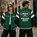 [SPECIAL OFFER] NEW CUSTOMIZED NFL25 NYJ NEW YORK JETS SATIN VARSITY & BASEBALL JACKET