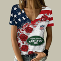 [SPECIAL OFFER] NEW CUSTOMIZED NFL25 NYJ NEW YORK JETS V-NECK FEMALE SHIRT