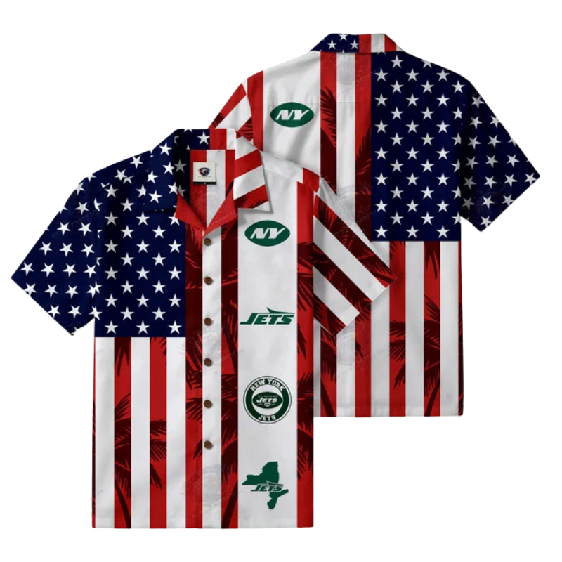 [SPECIAL OFFER] NEW CUSTOMIZED NFL25 NYJ NEW YORK JETS PATRIOTIC 250 USA HAWAIIAN SHIRT