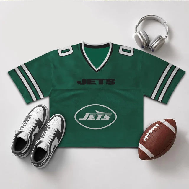 [SPECIAL OFFER] NEW CUSTOMIZED NFL25 NYJ NEW YORK JETS V-NECK JERSEY CROP TOP