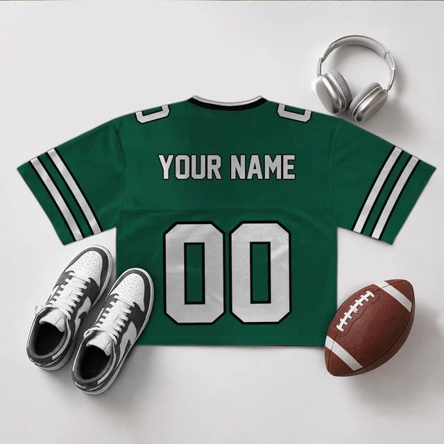 [SPECIAL OFFER] NEW CUSTOMIZED NFL25 NYJ NEW YORK JETS V-NECK JERSEY CROP TOP