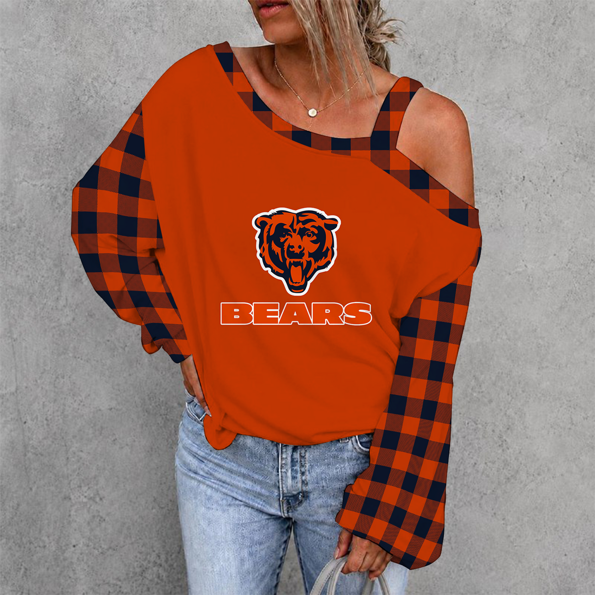 [SPECIAL OFFER] NEW CUSTOMIZED NFL26 CCB CHICAGO BEARS WOMEN'S OFF-SHOULDER LONG SLEEVE SHIRT