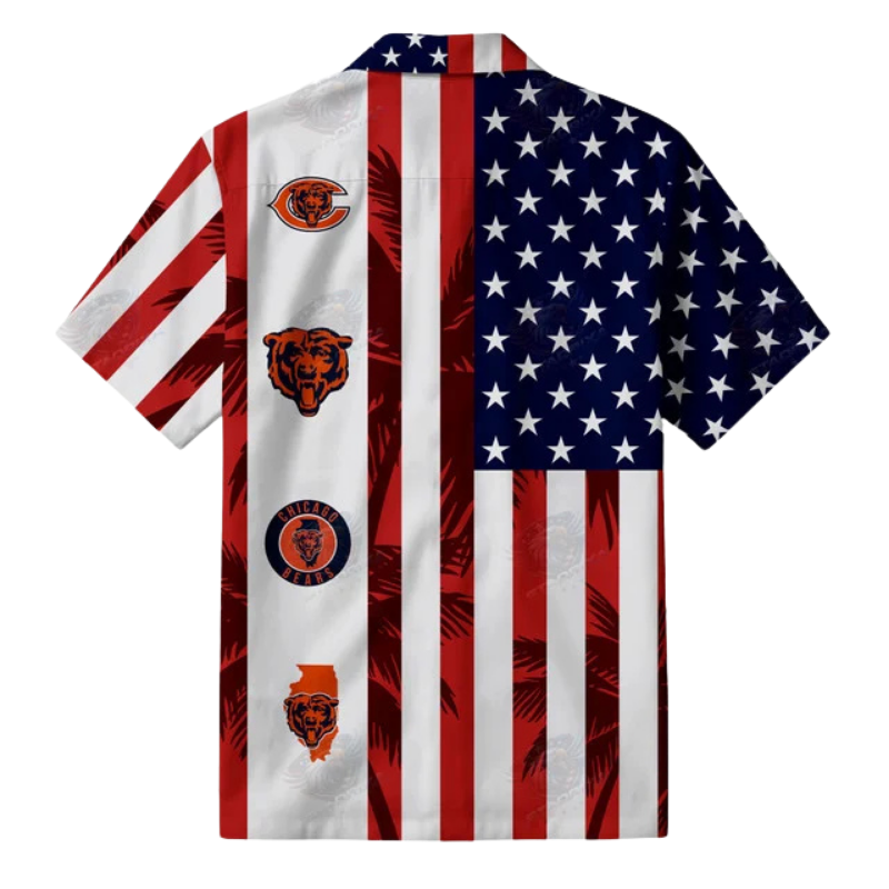 [SPECIAL OFFER] NEW CUSTOMIZED NFL26 CCB CHICAGO BEARS PATRIOTIC 250 USA HAWAIIAN SHIRT