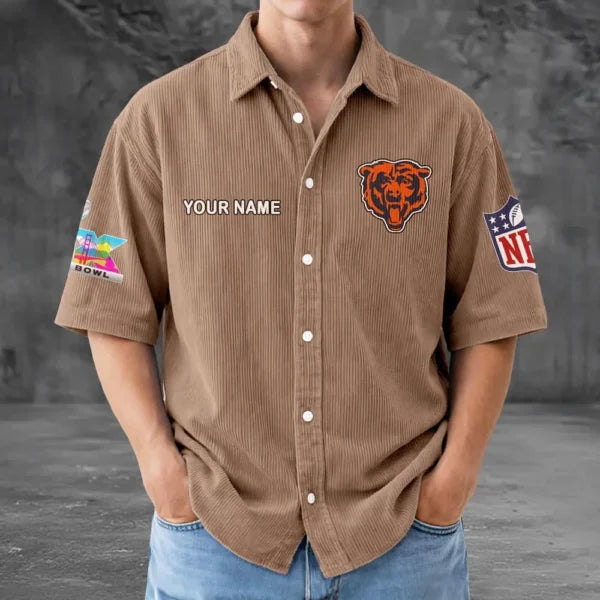 [SPECIAL OFFER] NEW CUSTOMIZED NFL26 CCB CHICAGO BEARS SEERSUCKER BUTTON SHIRT