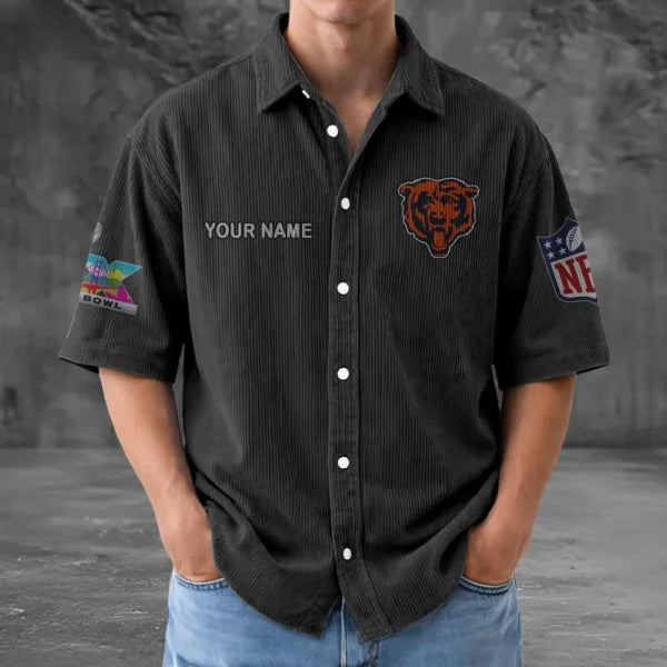 [SPECIAL OFFER] NEW CUSTOMIZED NFL26 CCB CHICAGO BEARS SEERSUCKER BUTTON SHIRT