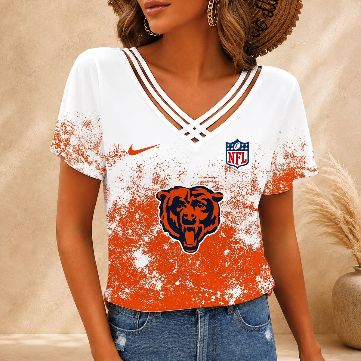 [SPECIAL OFFER] NEW CUSTOMIZED NFL26 CCB CHICAGO BEARS V-NECK SHIRT