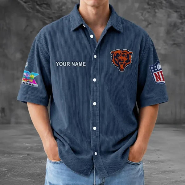 [SPECIAL OFFER] NEW CUSTOMIZED NFL26 CCB CHICAGO BEARS SEERSUCKER BUTTON SHIRT