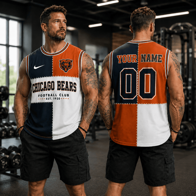 [SPECIAL OFFER] NEW CUSTOMIZED NFL26 CCB CHICAGO BEARS MEN'S GYM SHIRT