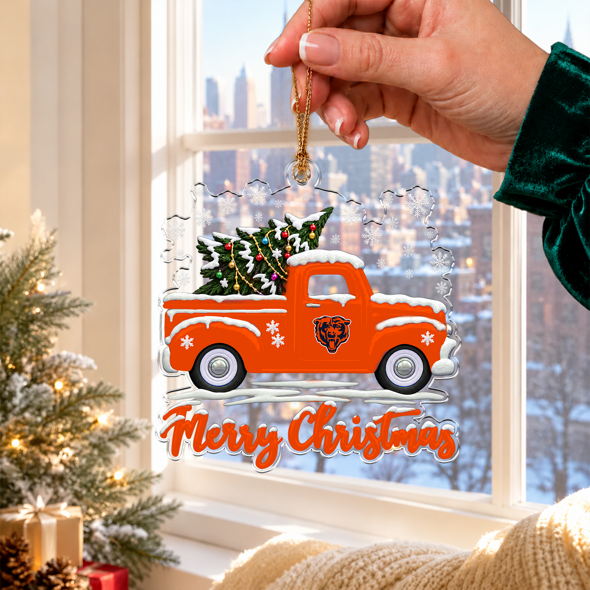 [SPECIAL OFFER] NEW CUSTOMIZED NFL26 CCB CHICAGO BEARS CHRISTMAS ACRYLIC ORNAMENT