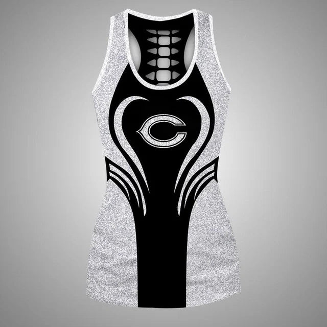 [SPECIAL OFFER] NEW CUSTOMIZED NFL26 CCB CHICAGO BEARS HOLLOW TANK TOP & LEGGINGS SET
