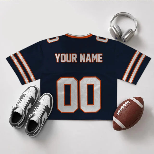 [SPECIAL OFFER] NEW CUSTOMIZED NFL26 CCB CHICAGO BEARS V-NECK JERSEY CROP TOP