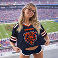 [SPECIAL OFFER] NEW CUSTOMIZED NFL26 CCB CHICAGO BEARS V-NECK JERSEY CROP TOP