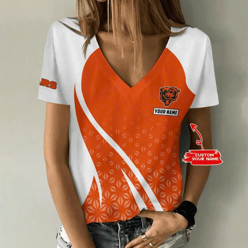 [SPECIAL OFFER] NEW CUSTOMIZED NFL26 CCB CHICAGO BEARS V-NECK FEMALE SHIRT