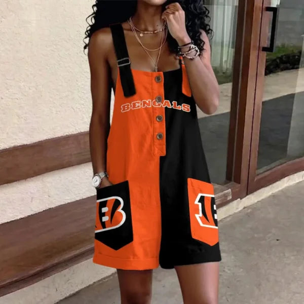 [SPECIAL OFFER] NEW CUSTOMIZED NFL26 CCB CHICAGO BEARS WOMEN'S HIGH-WAISTED SHORTS OVERALLS