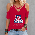 [FAN FAVORITE] NEW CUSTOMIZED NCAA FBS27 ARW ARIZONA WILDCATS CRISS CROSS V-NECK TOP