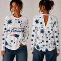 [SPECIAL OFFER] NEW CUSTOMIZED NFL27 NEP NEW ENGLAND PATRIOTS WOMEN'S BACK V-CUT LONG-SLEEVE SHIRT