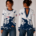 [SPECIAL OFFER] NEW CUSTOMIZED NFL27 NEP NEW ENGLAND PATRIOTS WOMEN'S BACK V-CUT LONG-SLEEVE SHIRT