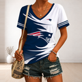 [SPECIAL OFFER] NEW CUSTOMIZED NFL27 NEP NEW ENGLAND PATRIOTS V-NECK FEMALE SHIRT