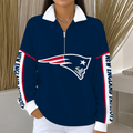 [SPECIAL OFFER] NEW CUSTOMIZED NFL27 NEP NEW ENGLAND PATRIOTS QUARTER ZIP RIBBED SWEATER