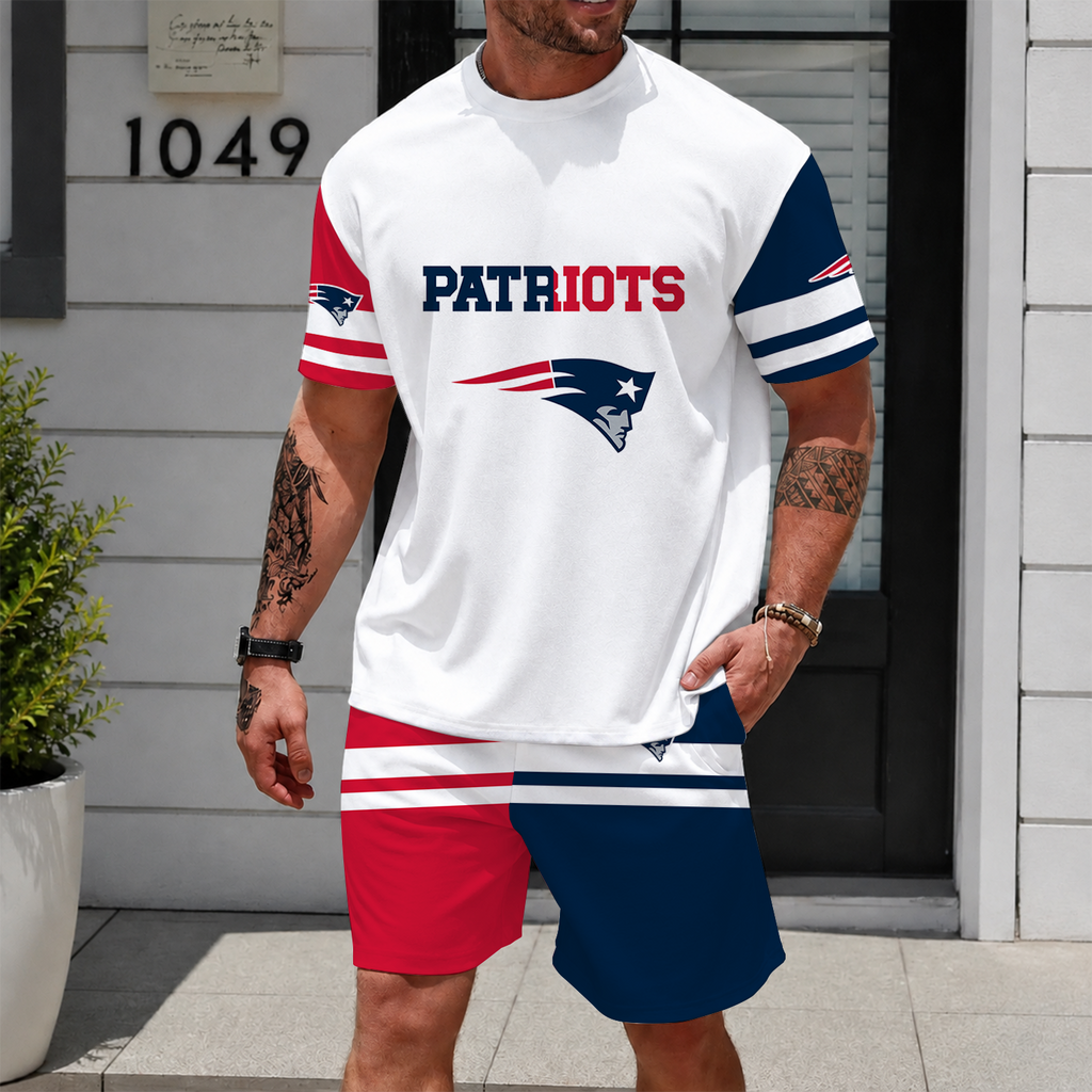 [SPECIAL OFFER] NEWCUSTOMIZED NFL27 NEP NEW ENGLAND PATRIOTS UNISEX T-SHIRT & SHORTS SET