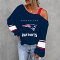 [SPECIAL OFFER] NEW CUSTOMIZED NFL27 NEP NEW ENGLAND PATRIOTS WOMEN'S OFF-SHOULDER LONG SLEEVE SHIRT