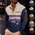[SPECIAL OFFER] NEW CUSTOMIZED NFL27 NEP NEW ENGLAND PATRIOTS BUTTON SWEATSHIRTS STAND COLLAR