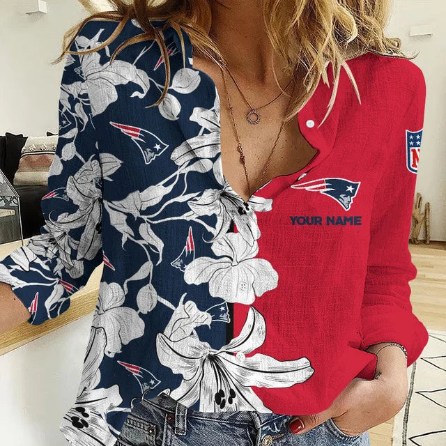 [SPECIAL OFFER] NEW CUSTOMIZED NFL27 NEP NEW ENGLAND PATRIOTS WOMEN CASUAL SHIRT FOR FAN