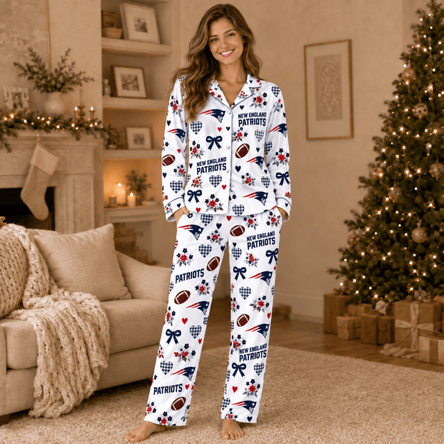 [SPECIAL OFFER] NEW CUSTOMIZED NFL27 NEP NEW ENGLAND PATRIOTS HALLOWEEN LONG PAJAMAS SET