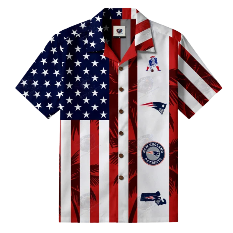 [SPECIAL OFFER] NEW CUSTOMIZED NFL27 NEP NEW ENGLAND PATRIOTS PATRIOTIC 250 USA HAWAIIAN SHIRT