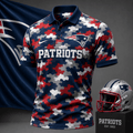 [SPECIAL OFFER] NEW CUSTOMIZED NFL27 NEP NEW ENGLAND PATRIOTS CAMO POLO SHIRT