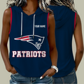 [SPECIAL OFFER] NEW CUSTOMIZED NFL27 NEP NEW ENGLAND PATRIOTS WOMEN'S SLEEVELESS HOODED POCKET TANK TOP