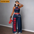 [SPECIAL OFFER] NEW CUSTOMIZED NFL27 NEP NEW ENGLAND PATRIOTS WOMEN'S CROP TOP & LONGPANTS SET